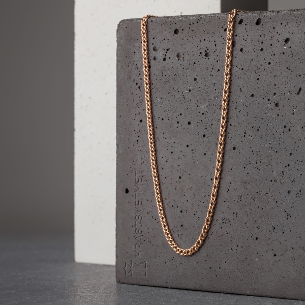 Цепь из красного золота 585, плетение «Ромб двойной»